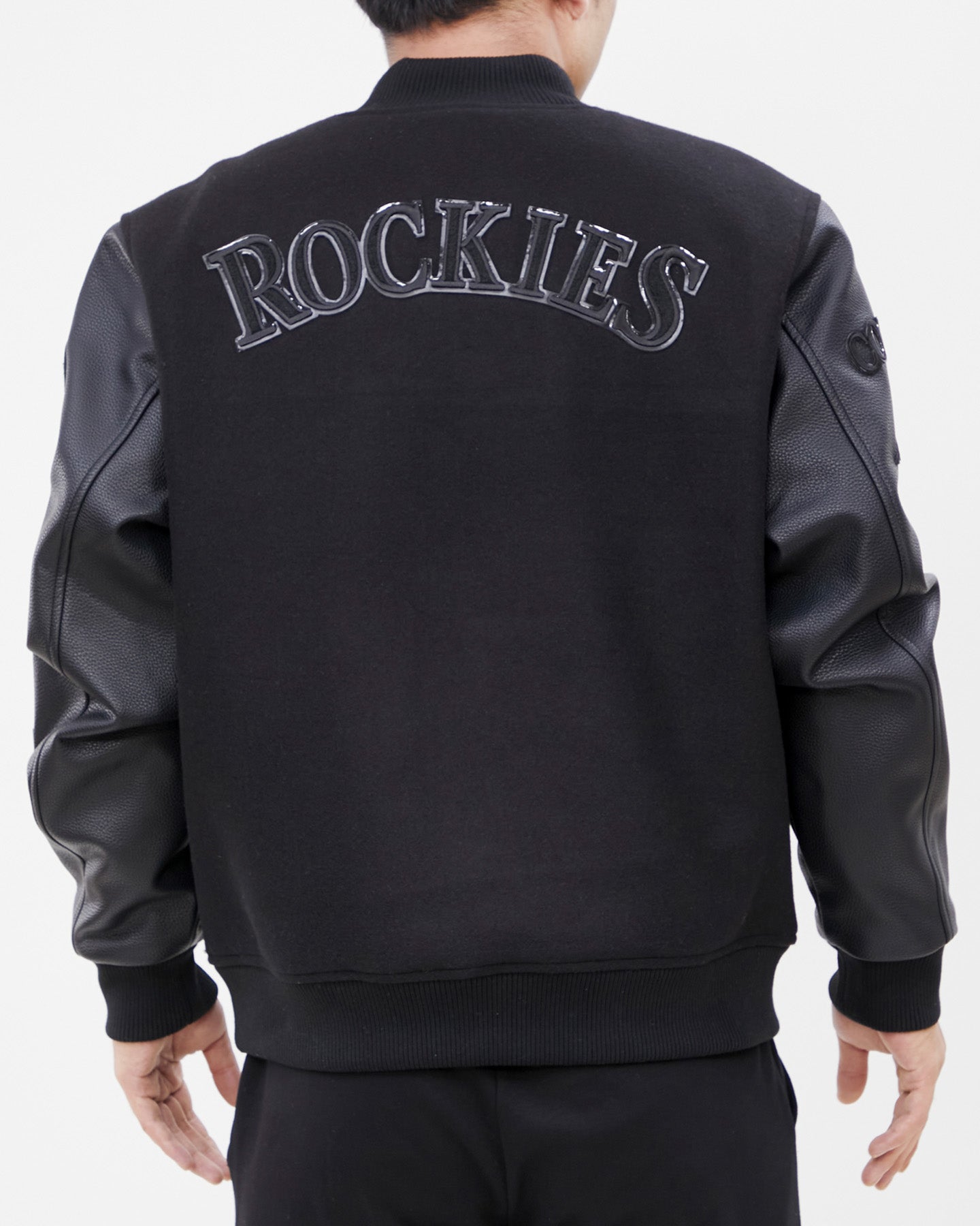 MLB COLORADO ROCKIES TRIPLE BLACK WOOL MEN'S VARSITY JACKET (TRIPLE BLACK)