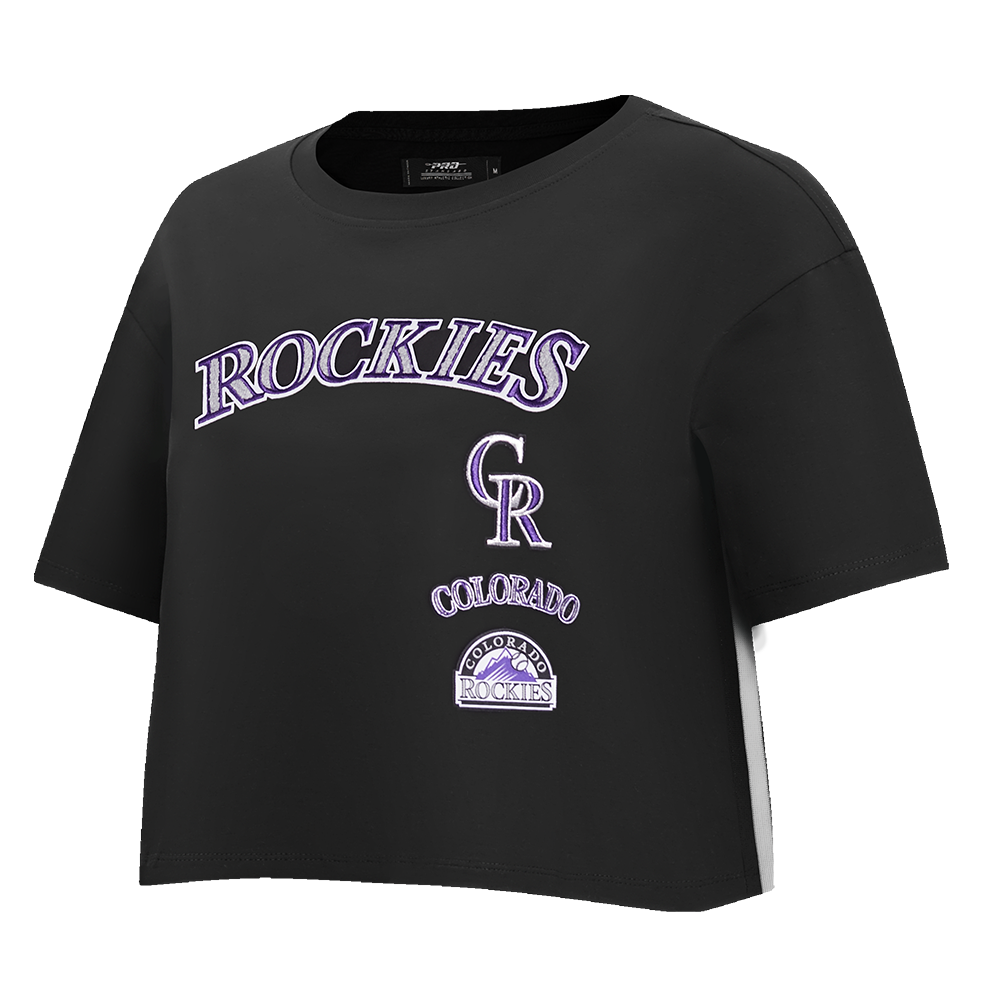 MLB COLORADO ROCKIES RETRO CLASSIC HAUT À COUPE CARRÉE POUR FEMME (NOIR)