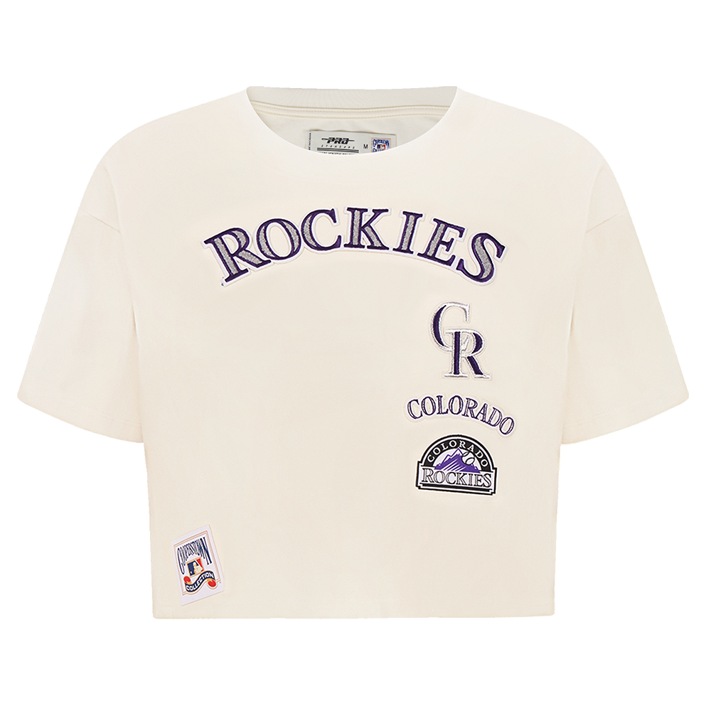 MLB COLORADO ROCKIES RETRO CLASSIC WOMEN'S BOXY TOP (EGGSHELL)