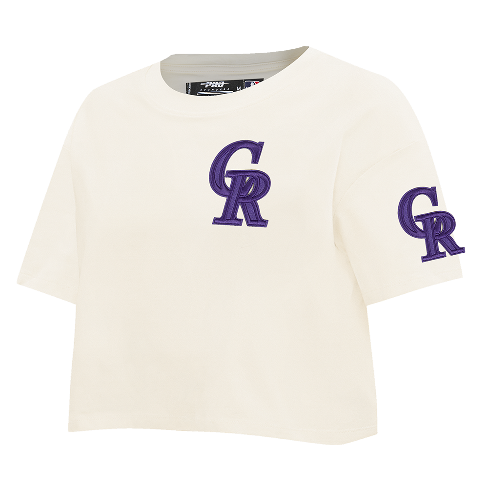 MLB COLORADO ROCKIES TRIPLE TONAL SINGLE JERSEY BOXY WOMEN'S TEE (EGGSHELL)