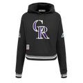 MLB COLORADO ROCKIES RETRO CLASSIC CHANDAIL À CAPUCHON COURT CÔTELÉ POUR FEMME (NOIR)