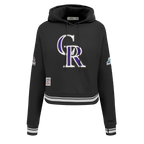 MLB COLORADO ROCKIES RETRO CLASSIC CHANDAIL À CAPUCHON COURT CÔTELÉ POUR FEMME (NOIR)