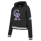 MLB COLORADO ROCKIES RETRO CLASSIC CHANDAIL À CAPUCHON COURT CÔTELÉ POUR FEMME (NOIR)
