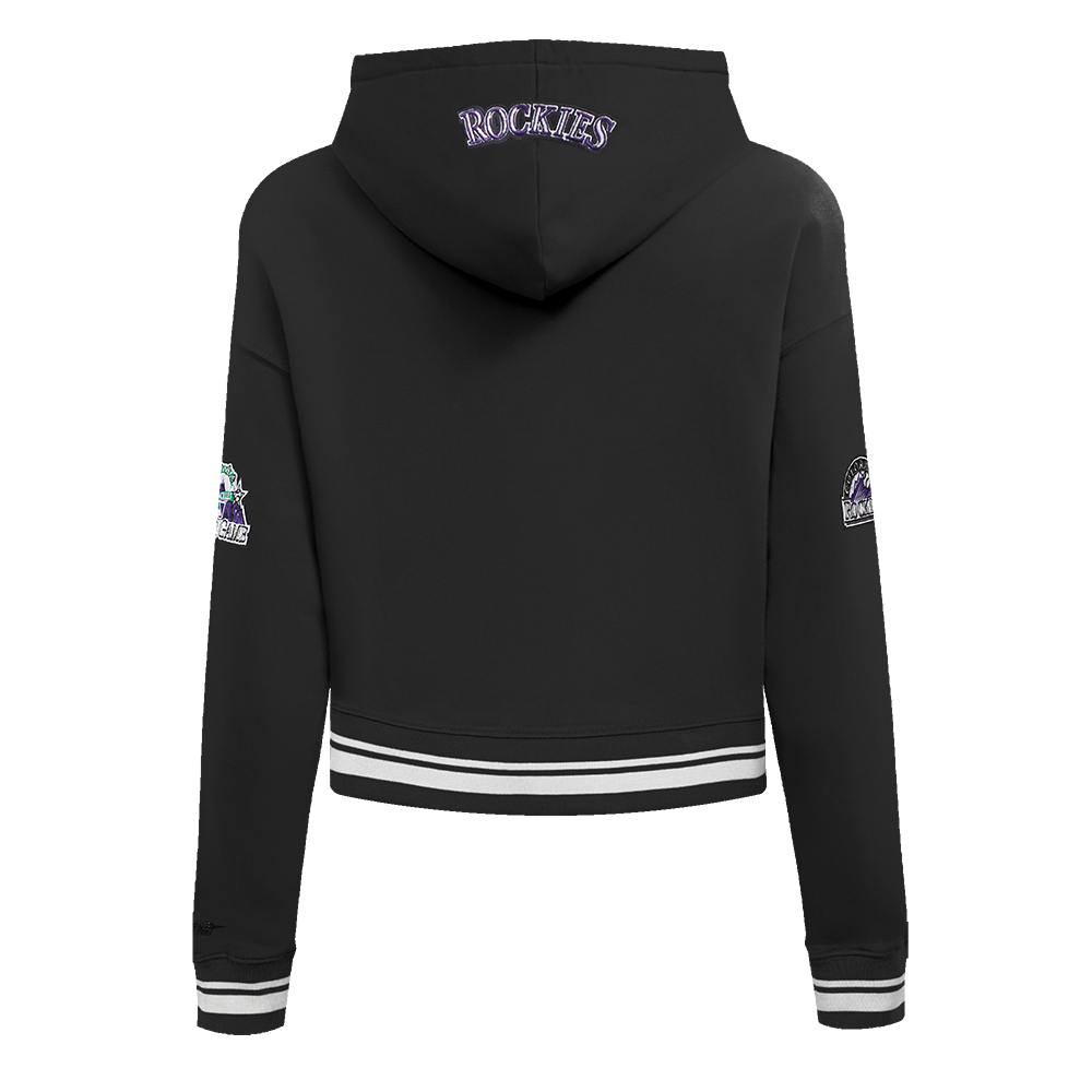 MLB COLORADO ROCKIES RETRO CLASSIC CHANDAIL À CAPUCHON COURT CÔTELÉ POUR FEMME (NOIR)