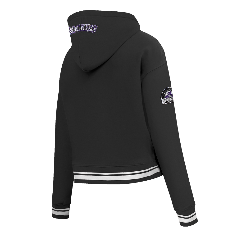 MLB COLORADO ROCKIES RETRO CLASSIC CHANDAIL À CAPUCHON COURT CÔTELÉ POUR FEMME (NOIR)