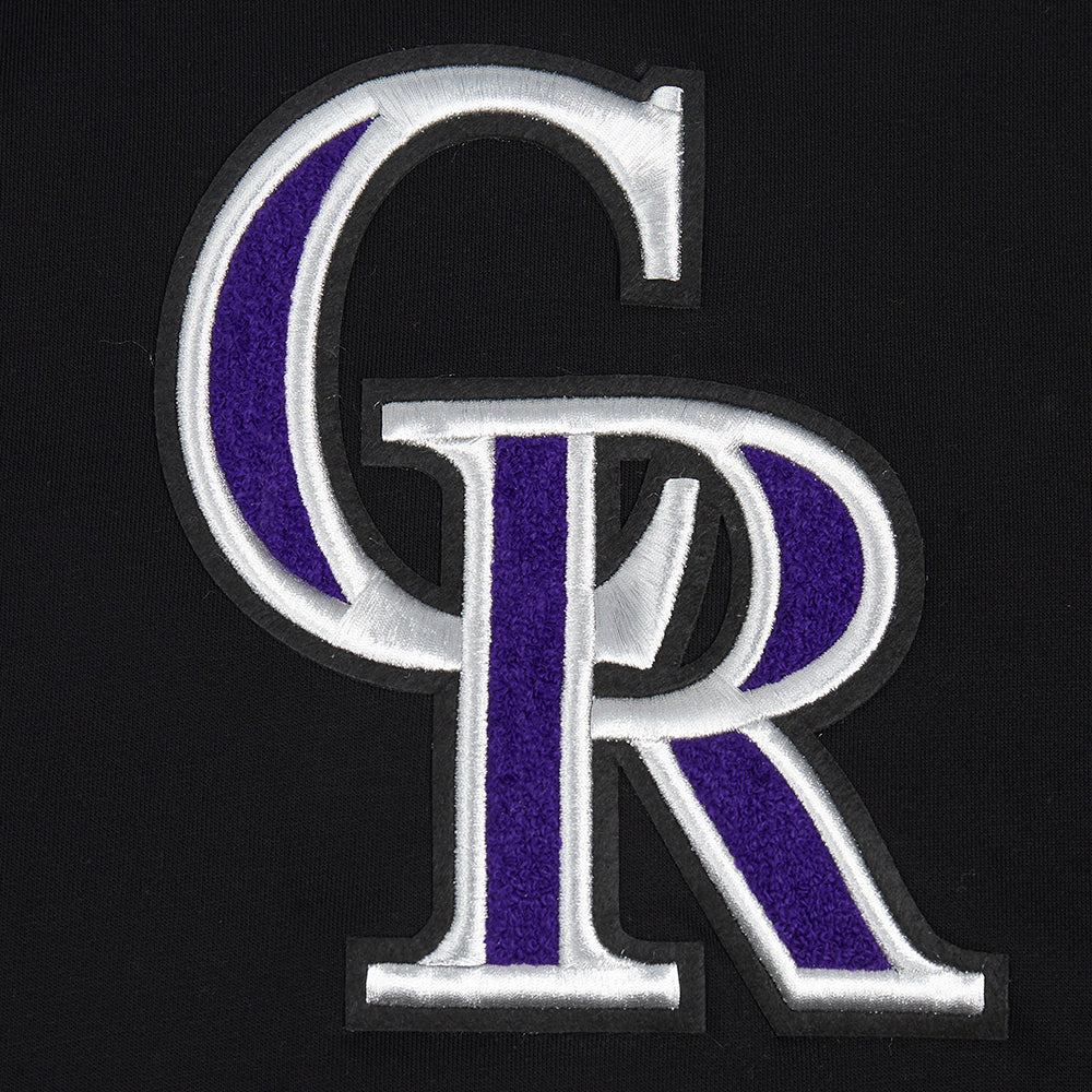 MLB COLORADO ROCKIES RETRO CLASSIC CHANDAIL À CAPUCHON COURT CÔTELÉ POUR FEMME (NOIR)
