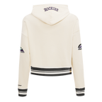 MLB COLORADO ROCKIES RETRO CLASSIC WOMEN'S RIB CROPPED PULLOVER HOODIE (EGGSHELL/ BLACK)
