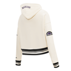 MLB COLORADO ROCKIES RETRO CLASSIC WOMEN'S RIB CROPPED PULLOVER HOODIE (EGGSHELL/ BLACK)
