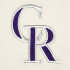 MLB COLORADO ROCKIES RETRO CLASSIC WOMEN'S RIB CROPPED PULLOVER HOODIE (EGGSHELL/ BLACK)