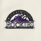 MLB COLORADO ROCKIES RETRO CLASSIC WOMEN'S RIB CROPPED PULLOVER HOODIE (EGGSHELL/ BLACK)