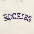 MLB COLORADO ROCKIES RETRO CLASSIC WOMEN'S RIB CROPPED PULLOVER HOODIE (EGGSHELL/ BLACK)