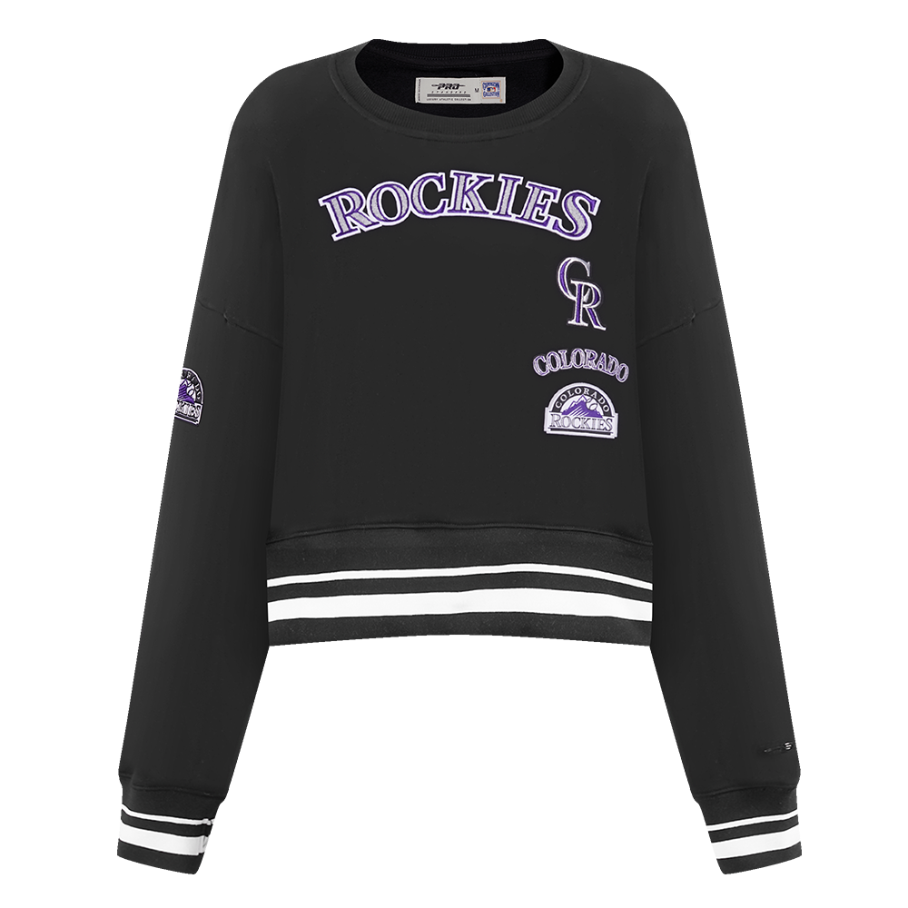 MLB COLORADO ROCKIES RETRO CLASSIC WOMEN'S RIB CREWNECK (BLACK)