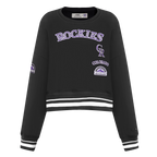 MLB COLORADO ROCKIES RETRO CLASSIC WOMEN'S RIB CREWNECK (BLACK)