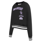 MLB COLORADO ROCKIES RETRO CLASSIC WOMEN'S RIB CREWNECK (BLACK)