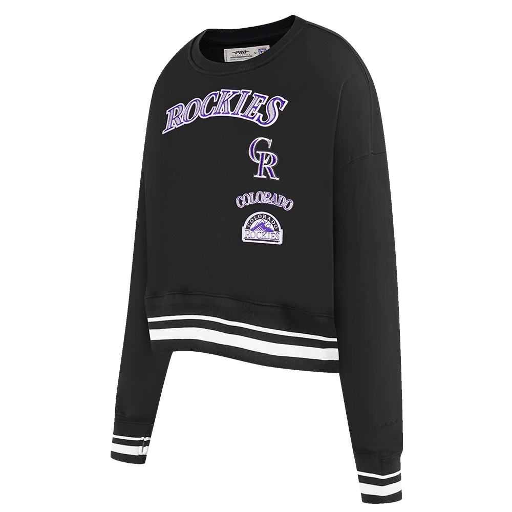 MLB COLORADO ROCKIES RETRO CLASSIC WOMEN'S RIB CREWNECK (BLACK)