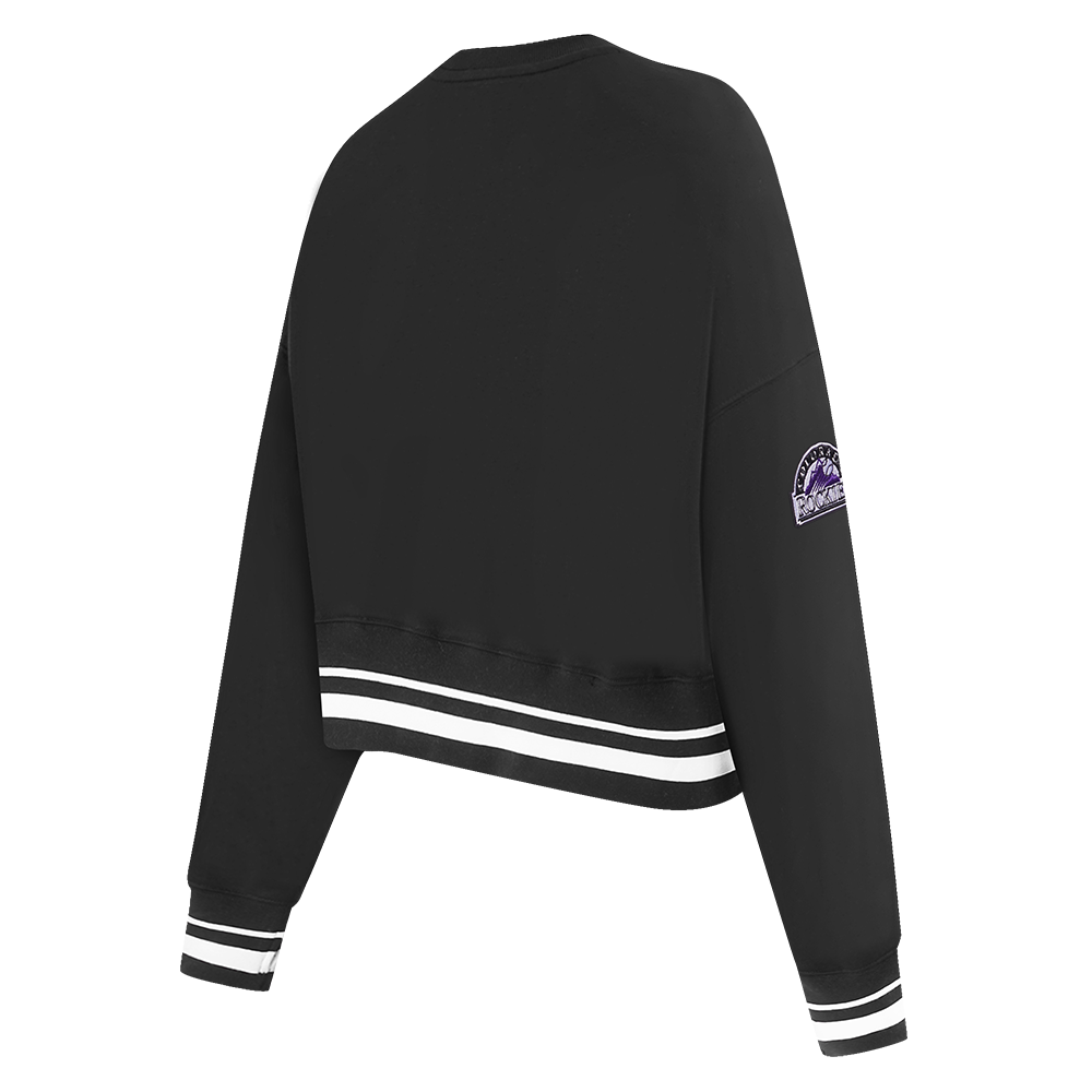 MLB COLORADO ROCKIES RETRO CLASSIC WOMEN'S RIB CREWNECK (BLACK)