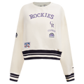 MLB COLORADO ROCKIES RETRO CLASSIC CHANDAIL À COL ROND CÔTELÉ POUR FEMME (COQUILLE D'ŒUF/NOIR)