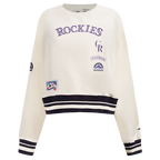 MLB COLORADO ROCKIES RETRO CLASSIC CHANDAIL À COL ROND CÔTELÉ POUR FEMME (COQUILLE D'ŒUF/NOIR)