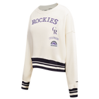 MLB COLORADO ROCKIES RETRO CLASSIC CHANDAIL À COL ROND CÔTELÉ POUR FEMME (COQUILLE D'ŒUF/NOIR)