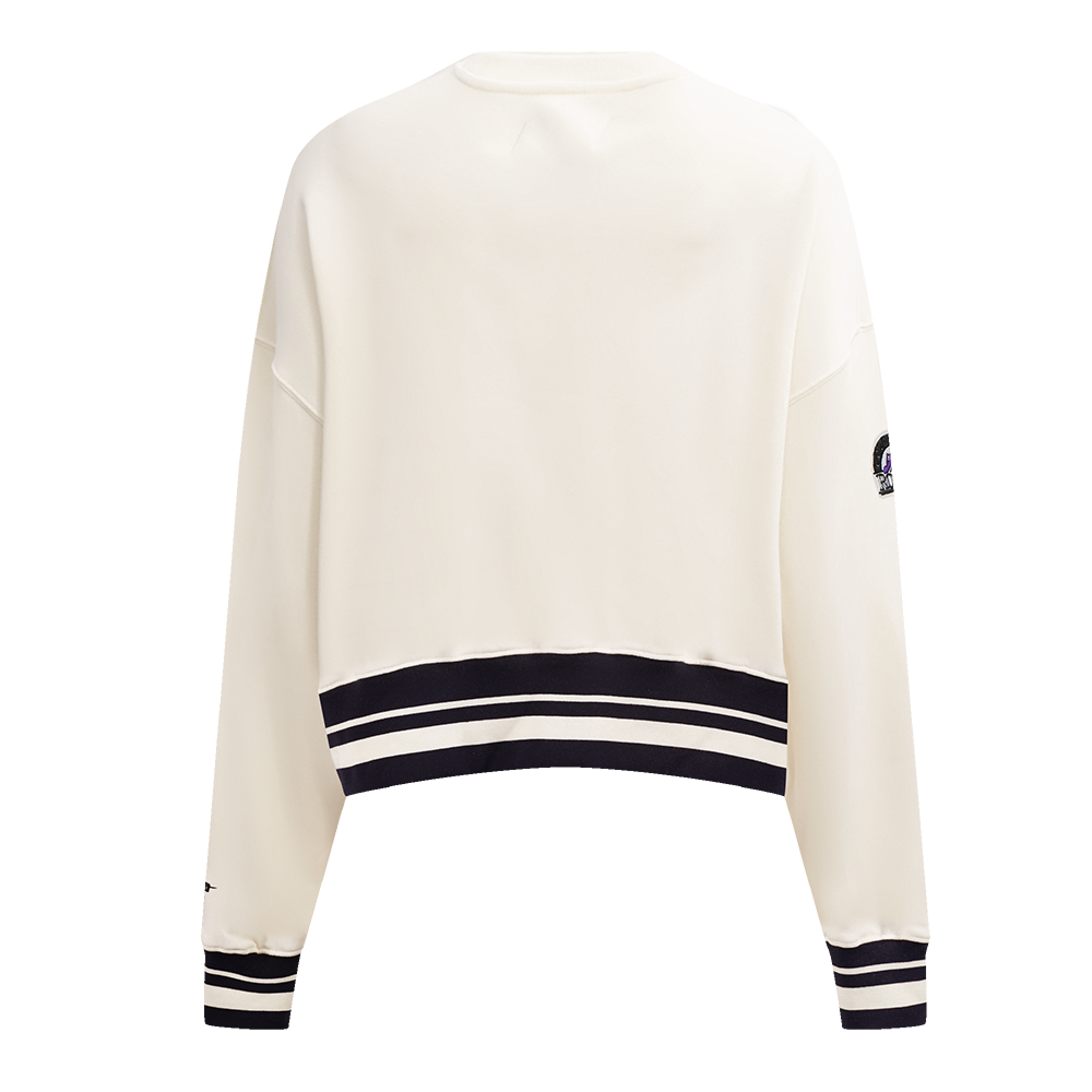 MLB COLORADO ROCKIES RETRO CLASSIC CHANDAIL À COL ROND CÔTELÉ POUR FEMME (COQUILLE D'ŒUF/NOIR)