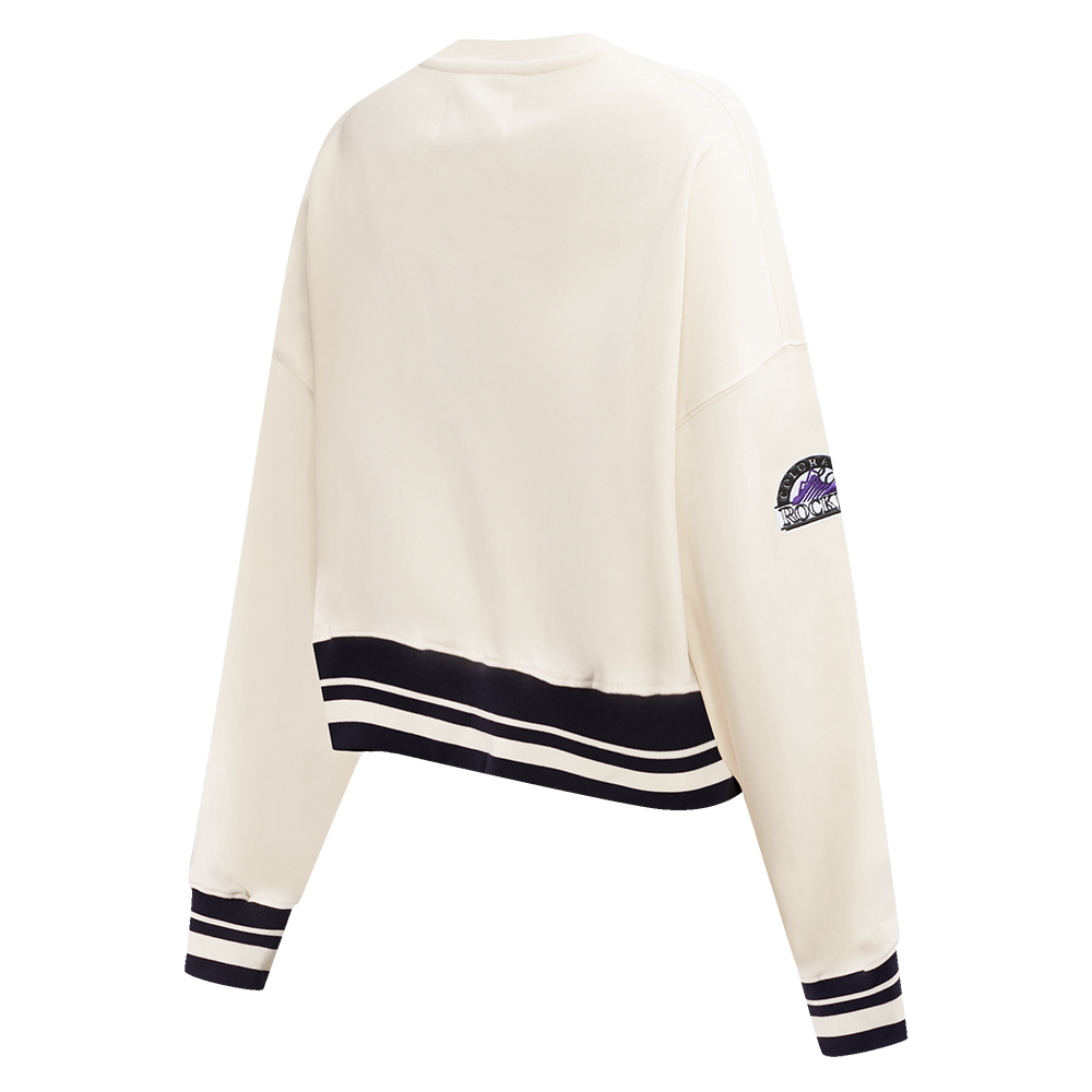 MLB COLORADO ROCKIES RETRO CLASSIC CHANDAIL À COL ROND CÔTELÉ POUR FEMME (COQUILLE D'ŒUF/NOIR)