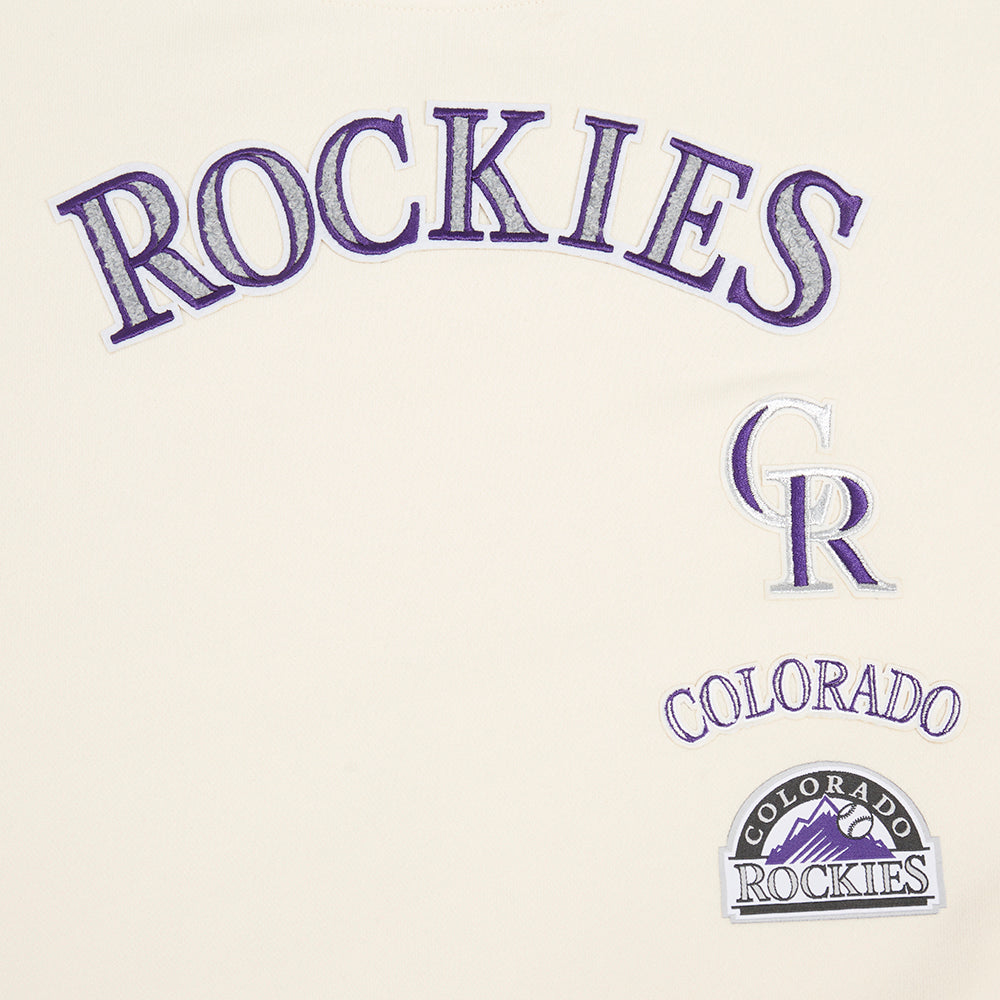 MLB COLORADO ROCKIES RETRO CLASSIC CHANDAIL À COL ROND CÔTELÉ POUR FEMME (COQUILLE D'ŒUF/NOIR)