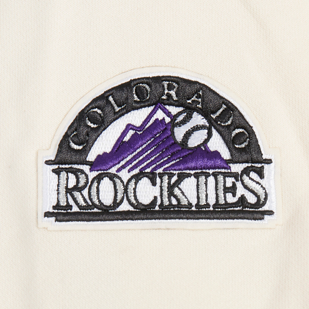 MLB COLORADO ROCKIES RETRO CLASSIC CHANDAIL À COL ROND CÔTELÉ POUR FEMME (COQUILLE D'ŒUF/NOIR)