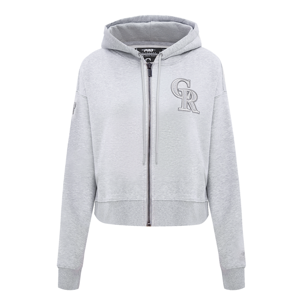 MLB COLORADO ROCKIES TRIPLE TONAL CHANDAIL À CAPUCHON EN MAILLE DOUBLE À GLISSIÈRE POUR FEMME (GRIS CHINÉ)