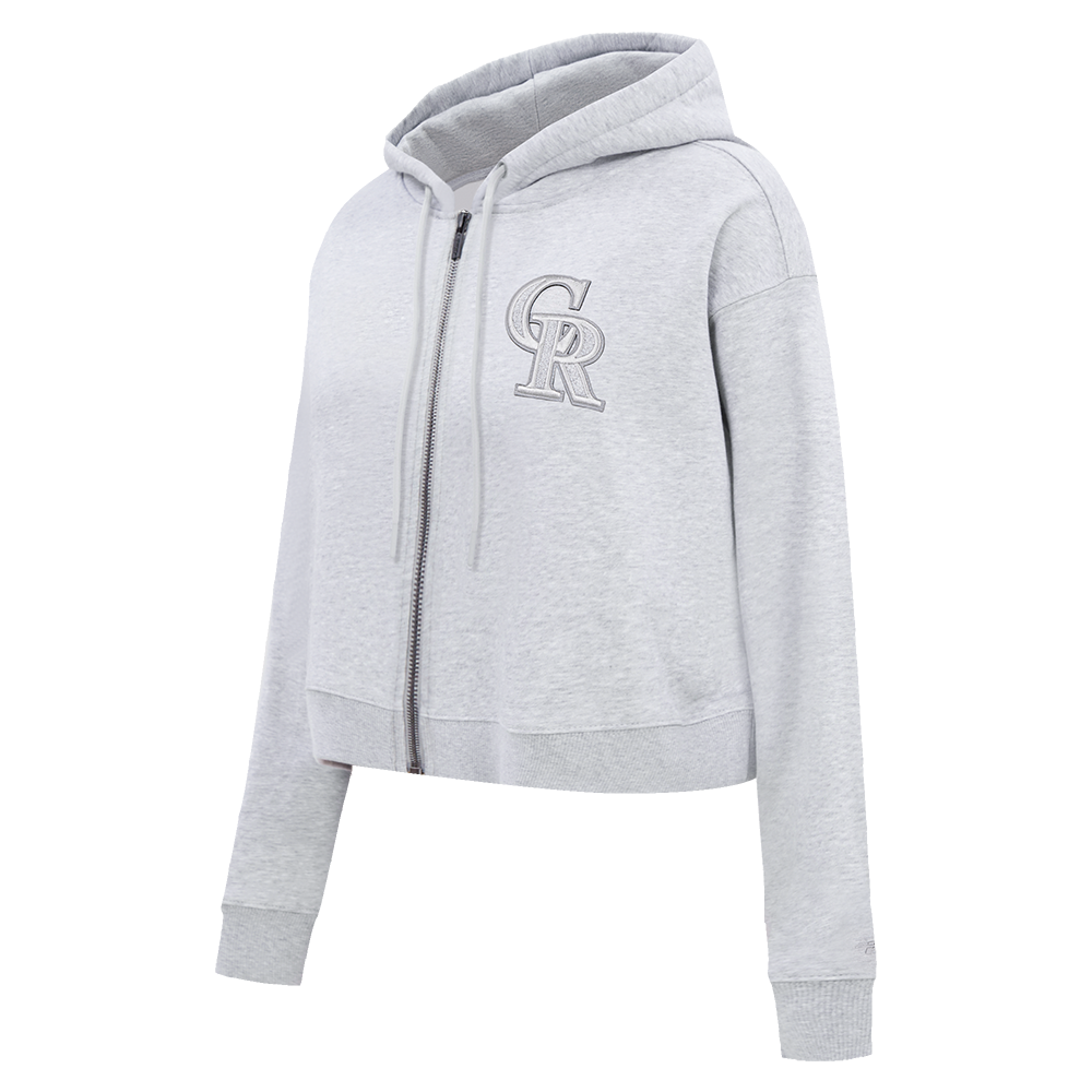 MLB COLORADO ROCKIES TRIPLE TONAL WOMEN'S DOUBLE KNIT FULL ZIP HOODIE (HEATHER GREY)