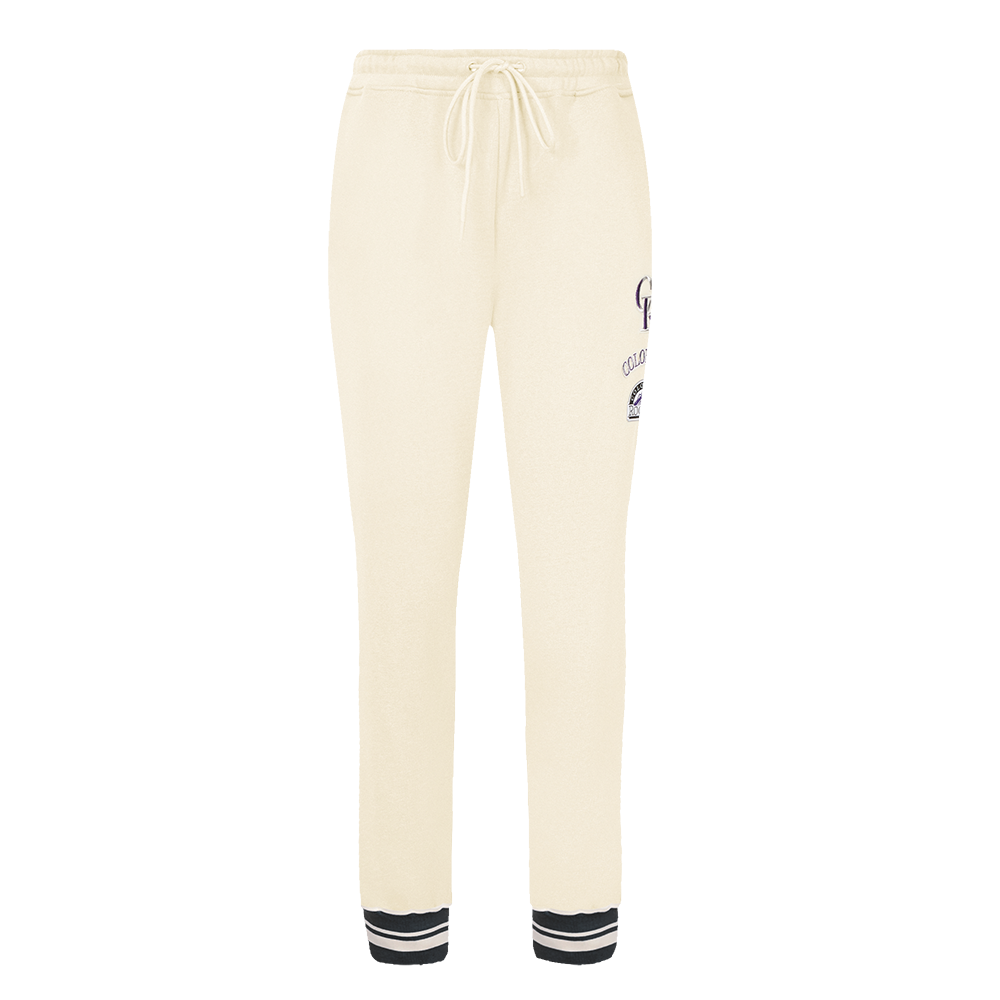MLB COLORADO ROCKIES RETRO CLASSIC WOMEN'S RIB SWEATPANT (EGGSHELL/ BLACK)