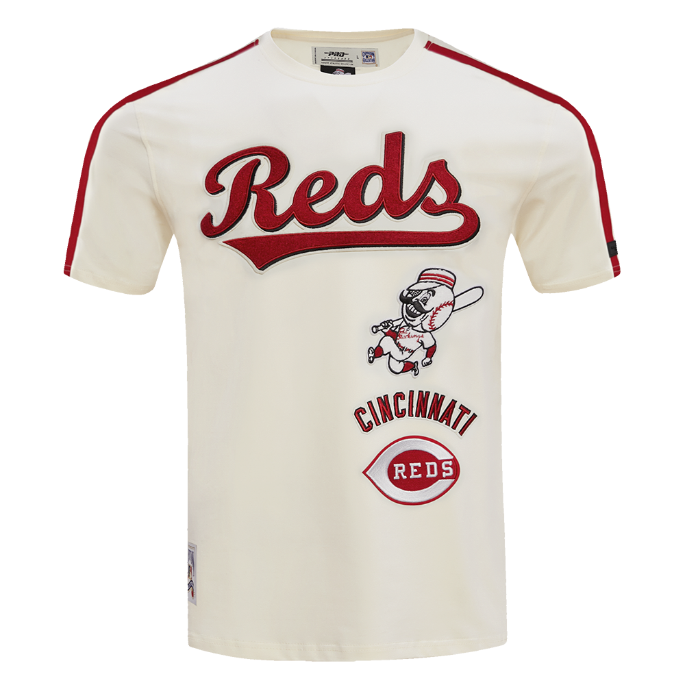 MLB CINCINNATI REDS RETRO CLASSIC HAUT À RAYURES POUR HOMME (COQUILLE D'ŒUF/ROUGE)