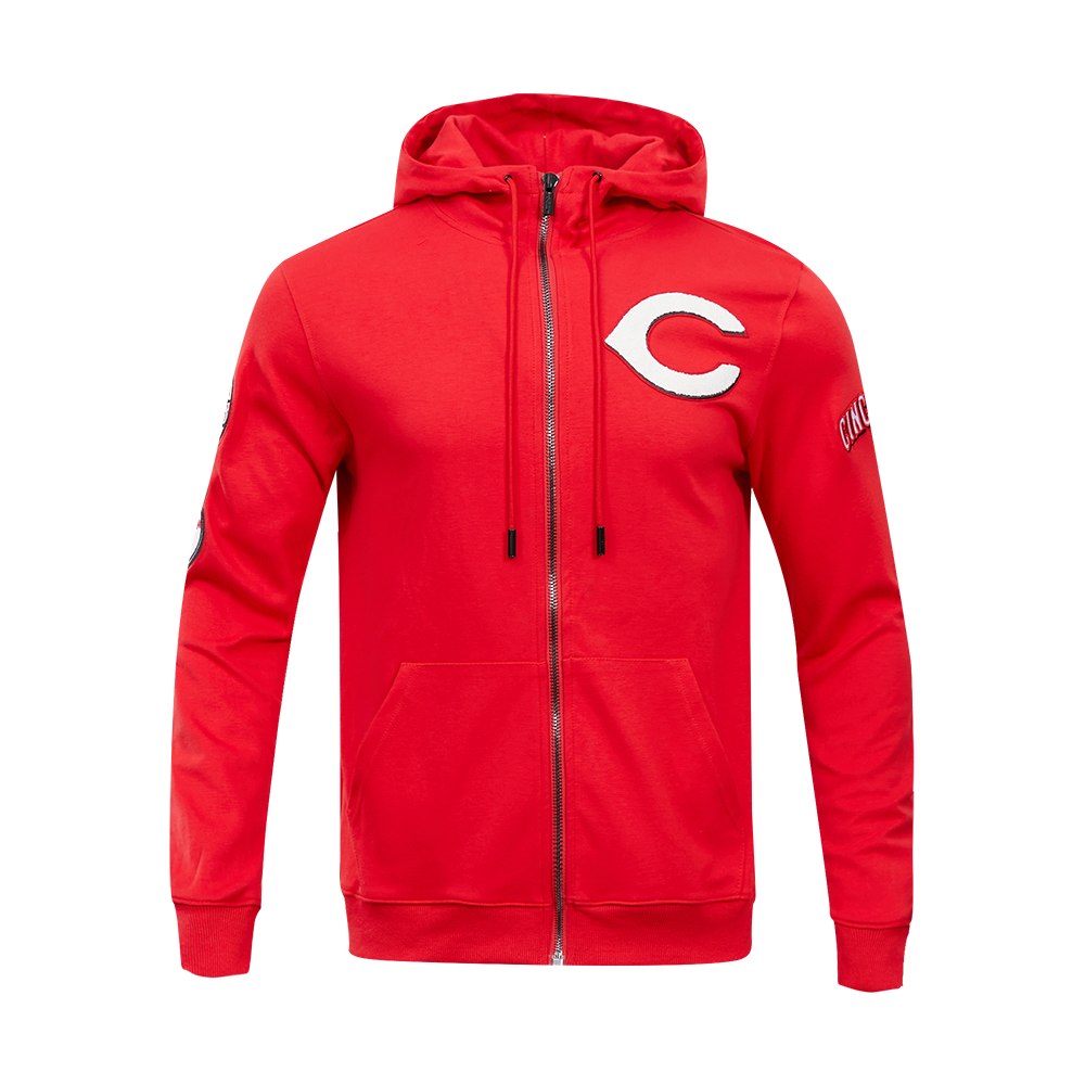 MLB CINCINNATI REDS CLASSIC CHENILLE MEN'S FULL ZIP PULLOVER HOODIE (RED)