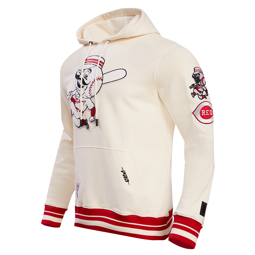MLB CINCINNATI REDS RETRO CLASSIC MEN'S PULLOVER HOODIE (EGGSHELL/ RED)