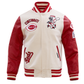 MLB CINCINNATI REDS RETRO CLASSIC MEN'S RIB WOOL VARSITY JACKET (EGGSHELL/ RED)