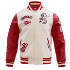 MLB CINCINNATI REDS RETRO CLASSIC MEN'S RIB WOOL VARSITY JACKET (EGGSHELL/ RED)