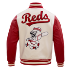 MLB CINCINNATI REDS RETRO CLASSIC MEN'S RIB WOOL VARSITY JACKET (EGGSHELL/ RED)