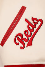 MLB CINCINNATI REDS RETRO CLASSIC MEN'S RIB WOOL VARSITY JACKET (EGGSHELL/ RED)