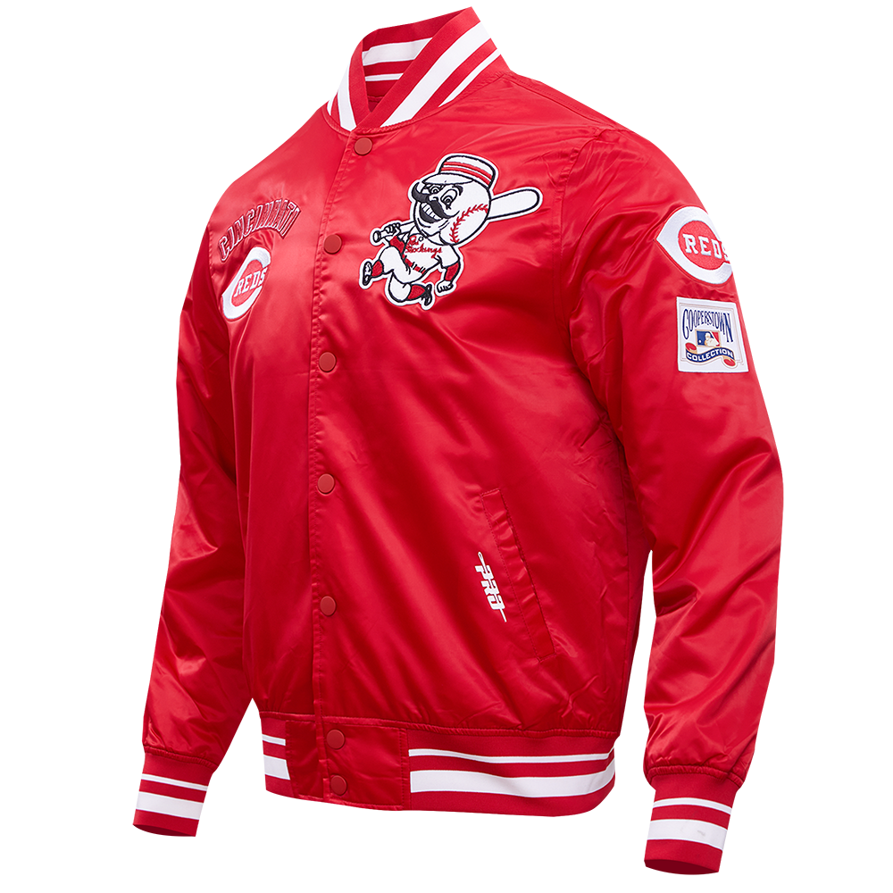 MLB CINCINNATI REDS RETRO CLASSIC MEN'S RIB SATIN JACKET (RED)
