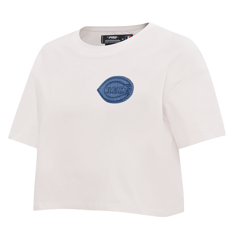 MLB CINCINNATI REDS VARSITY BLUES WOMEN'S BOXY TOP (LINEN)