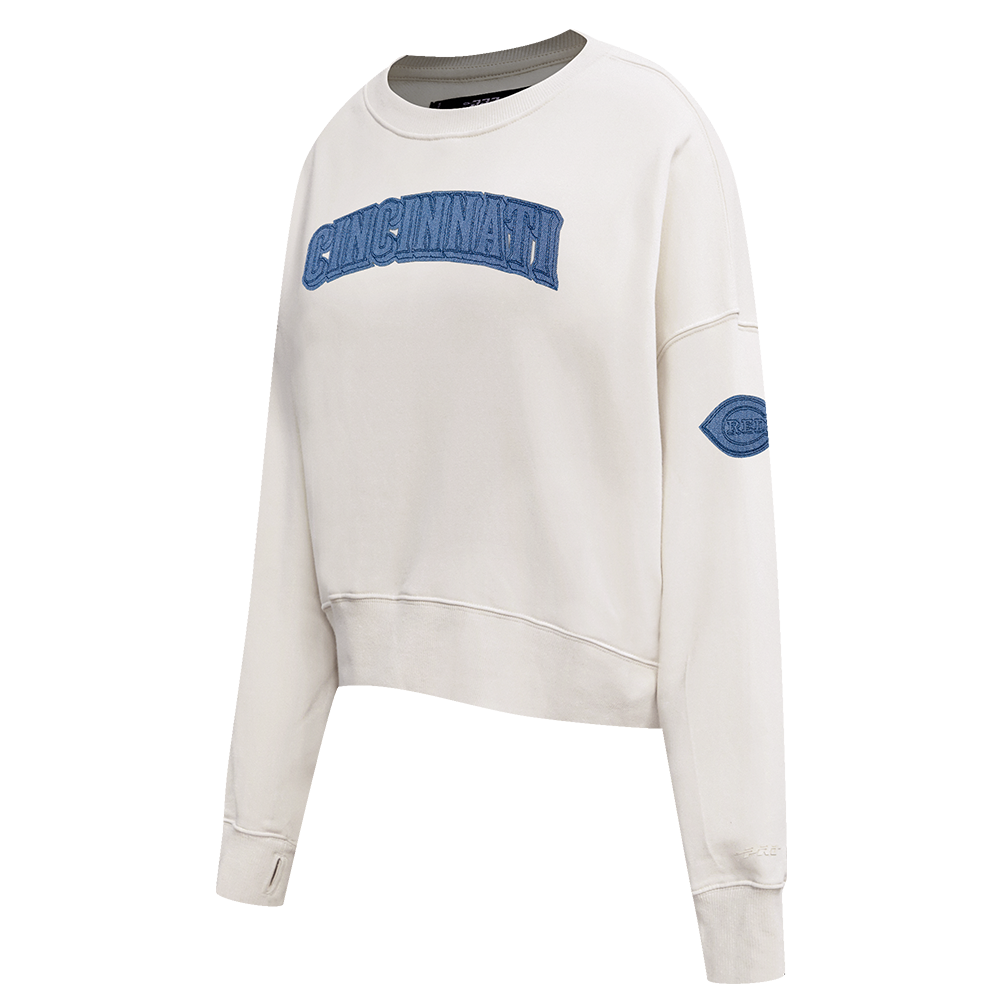 MLB CINCINNATI REDS VARSITY BLUES WOMEN'S CREWNECK (LINEN)