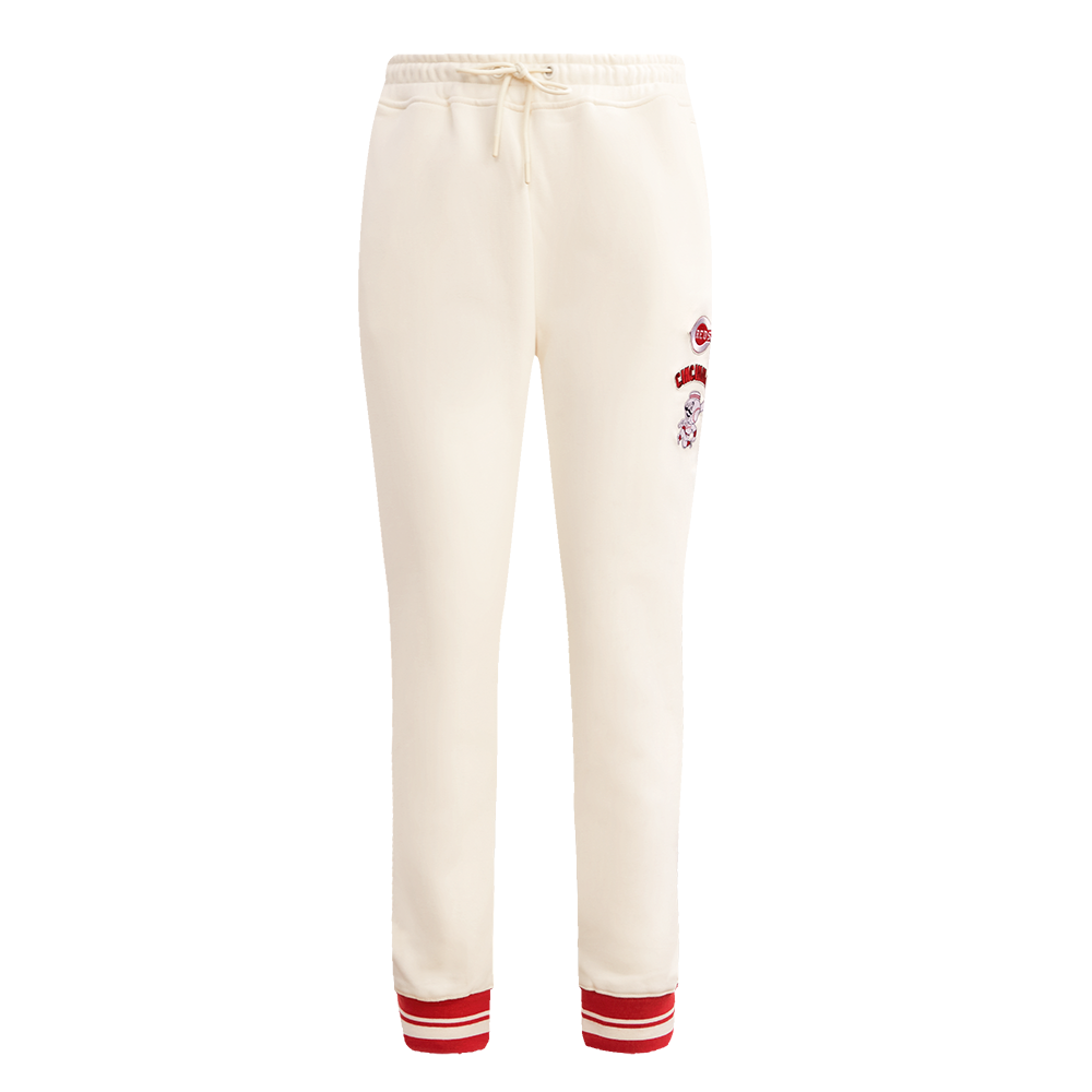 MLB CINCINNATI REDS RETRO CLASSIC WOMEN'S RIB SWEATPANT (EGGSHELL/ RED)