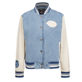 MLB CINCINNATI REDS VARSITY BLUES WOMEN'S DENIM VARSITY JACKET (DENIM/LINEN)