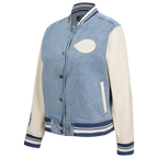 MLB CINCINNATI REDS VARSITY BLUES WOMEN'S DENIM VARSITY JACKET (DENIM/LINEN)