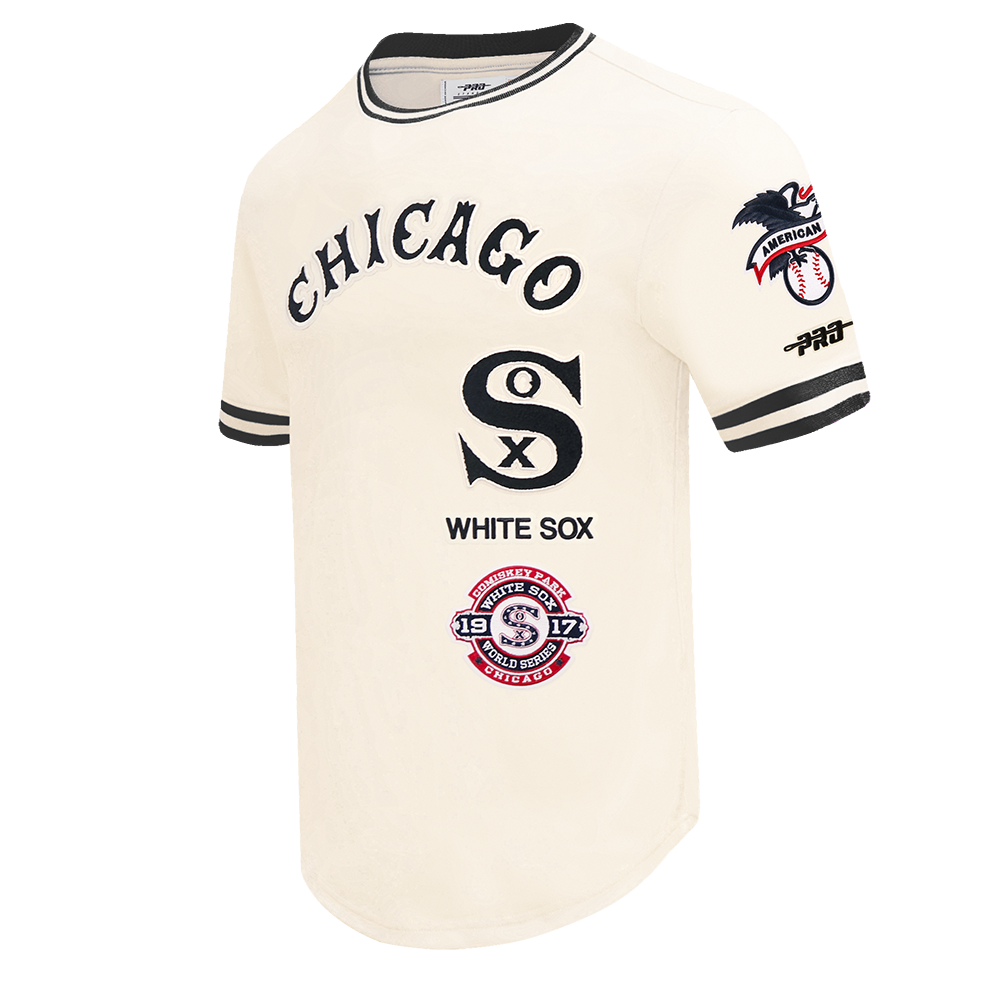 MLB CHICAGO WHITE SOX RETRO CLASSICS HAUT EN MAILLE DOUBLE POUR HOMME (COQUILLE D'ŒUF/NOIR)
