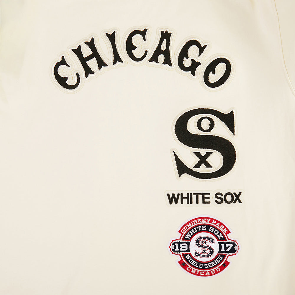 MLB CHICAGO WHITE SOX RETRO CLASSICS HAUT EN MAILLE DOUBLE POUR HOMME (COQUILLE D'ŒUF/NOIR)
