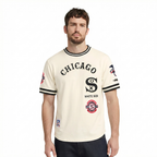 MLB CHICAGO WHITE SOX RETRO CLASSICS HAUT EN MAILLE DOUBLE POUR HOMME (COQUILLE D'ŒUF/NOIR)