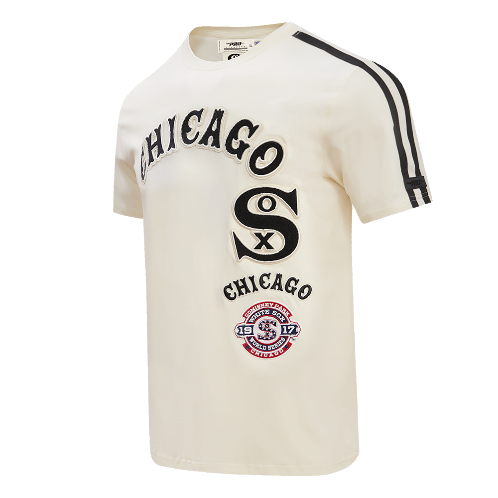 MLB CHICAGO WHITE SOX RETRO CLASSIC HAUT À RAYURES POUR HOMME (COQUILLE D'ŒUF/NOIR)