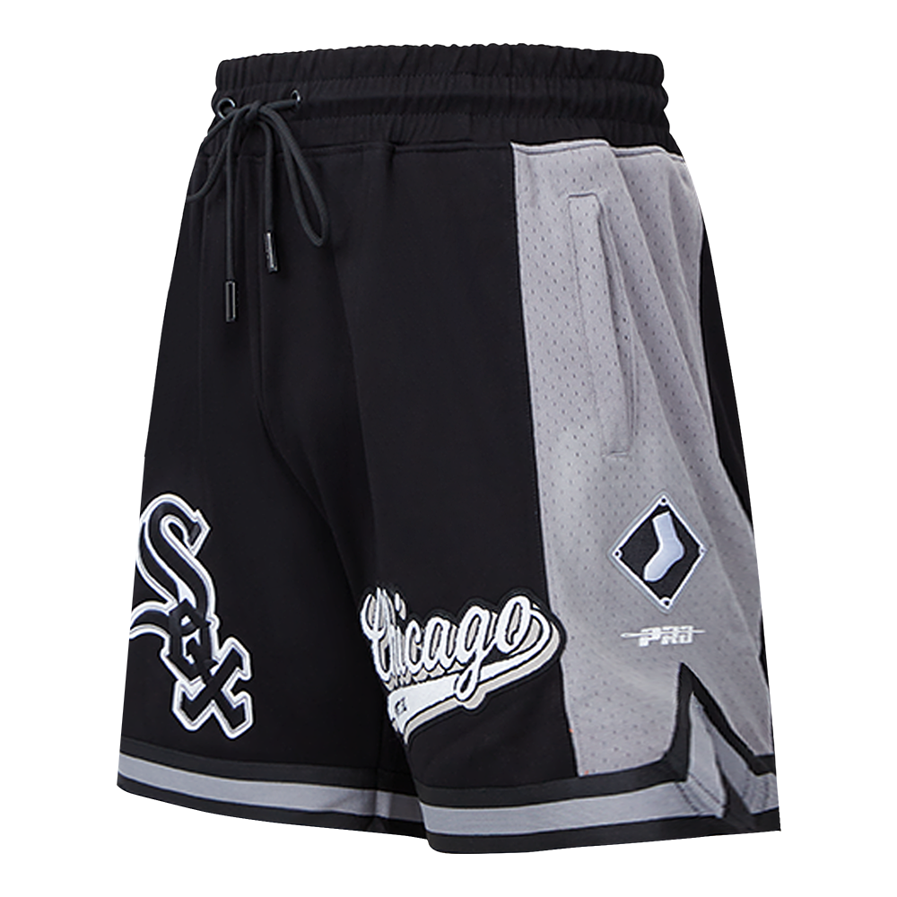 MLB CHICAGO WHITE SOX SCRIPT TAIL SHORT EN MAILLE DOUBLE 2.0 POUR HOMME (NOIR/GRIS)