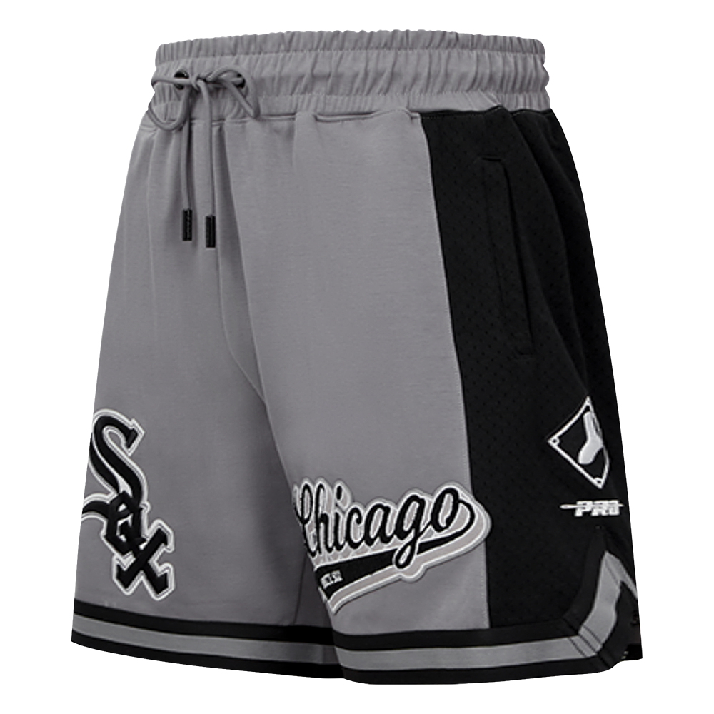 MLB CHICAGO WHITE SOX SCRIPT TAIL SHORT EN MAILLE DOUBLE 2.0 POUR HOMME (GRIS/NOIR)