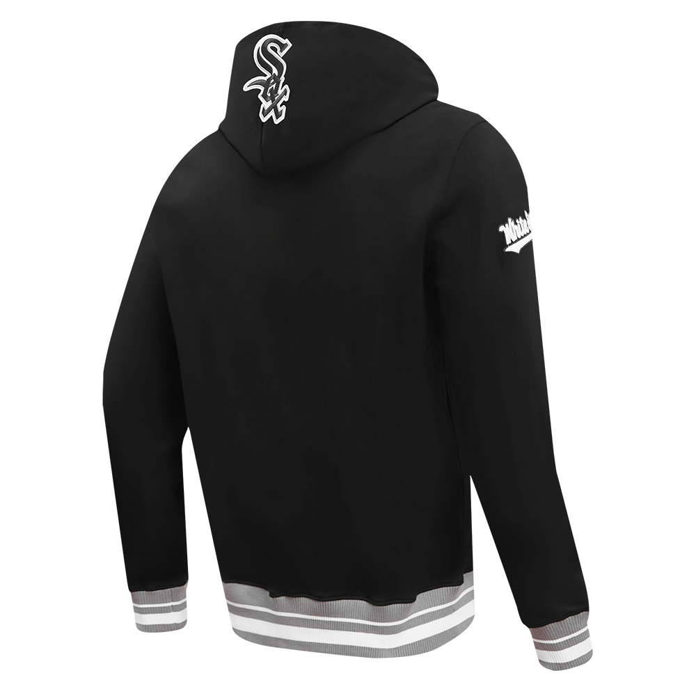 MLB CHICAGO WHITE SOX SCRIPT TAIL MEN'S RIB FLC PO HOODIE (BLACK/GRAY)